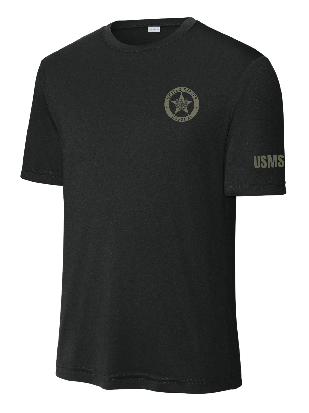 Sport-Tek® Black US Marshals Service USMS Fugitive Task Force Men's Shirt - Short Sleeve (Green)