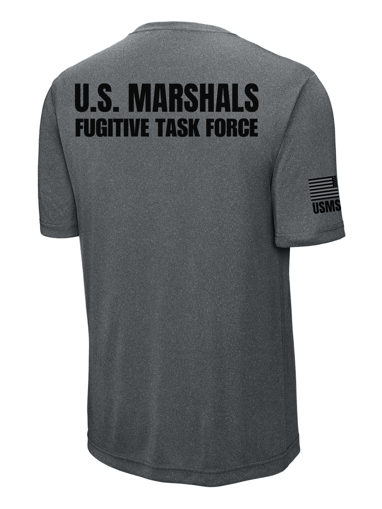Sport-Tek® Gray US Marshals Service USMS Fugitive Task Force Men's Shirt - Short Sleeve (Black)