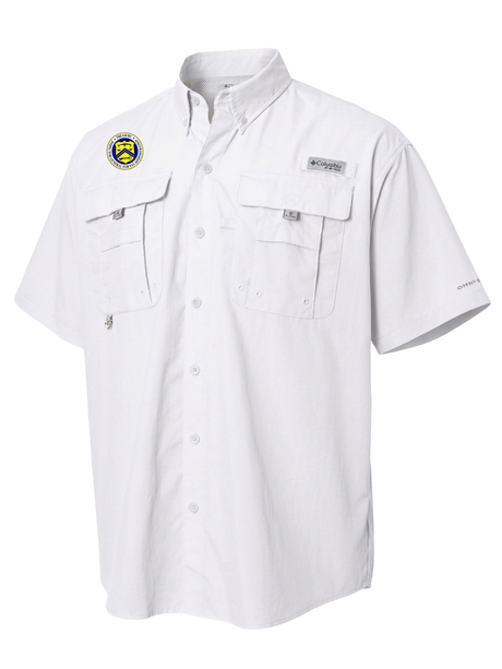 The Treasury Inspector General for Tax Administration (TIGTA) Men's Columbia Bahama™ II Button Up Short Sleeve  White government employee uniform shirt