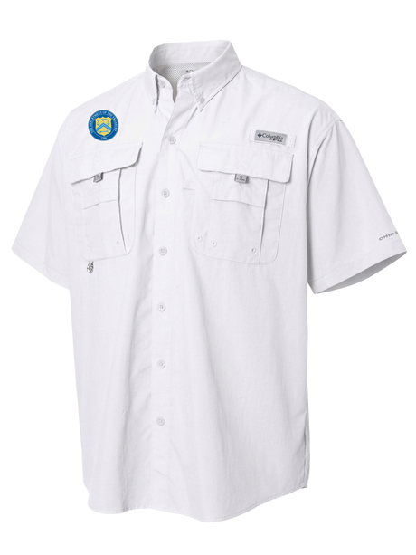 U.S. Department of The Treasury Men's Columbia Bahama™ II Button Up Short Sleeve  White government employee uniform shirt