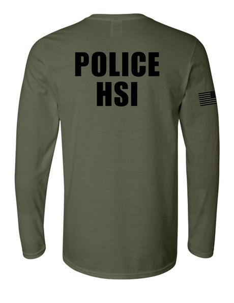 U.S. Immigration and Customs Enforcement (ICE) Homeland Security Investigations (HSI) Identifier Long Sleeve T-Shirt Drb