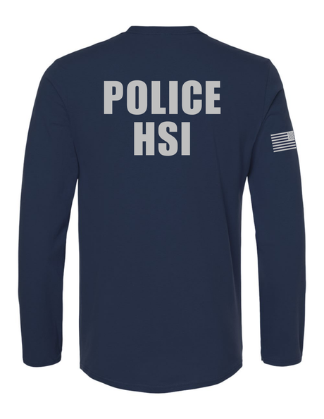 U.S. Immigration and Customs Enforcement (ICE) Homeland Security Investigations (HSI) Identifier Long Sleeve T-Shirt Nvy