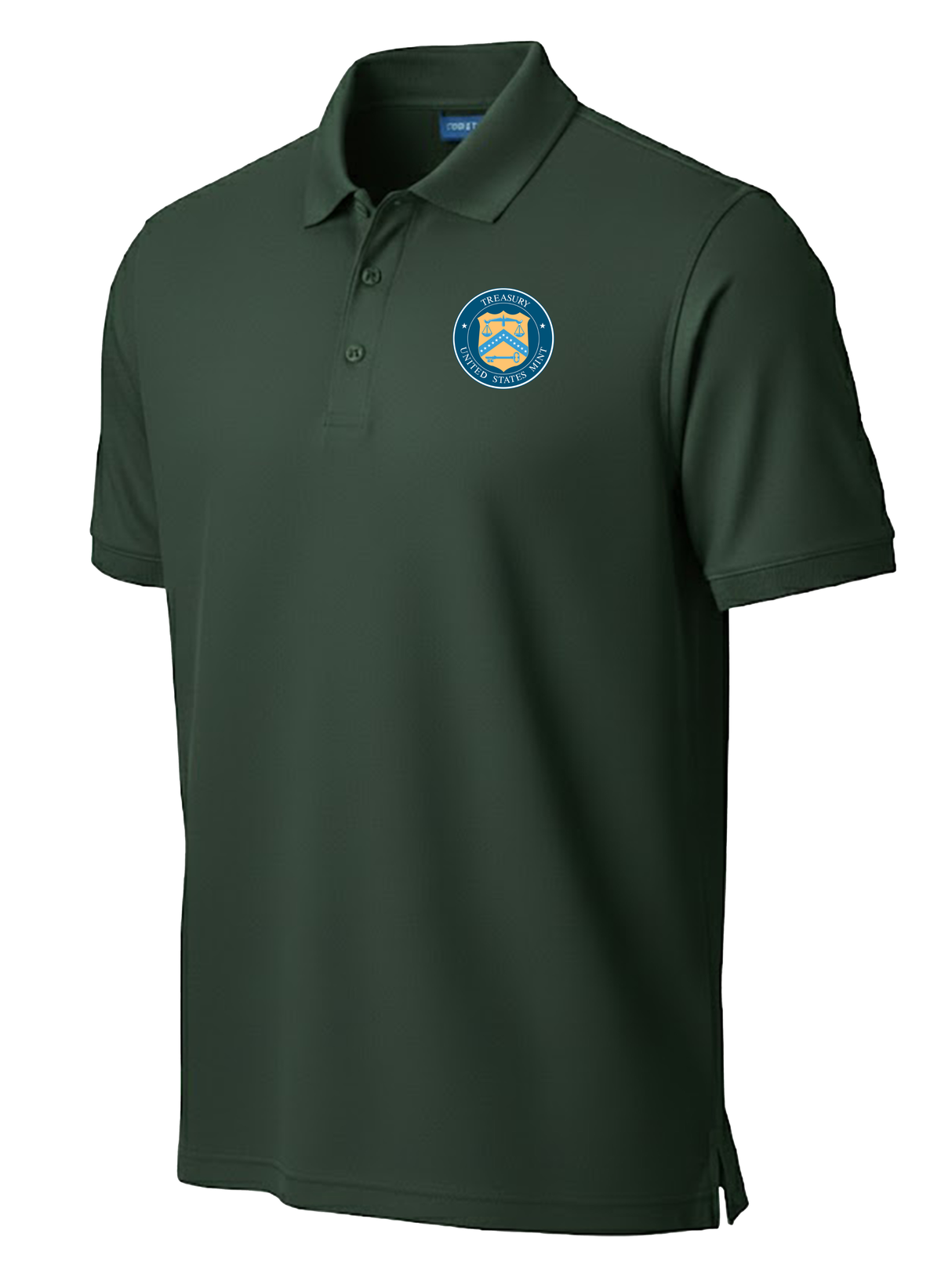The U.S. Mint (UM) Men's Polo  Dark Green government employee uniform shirt