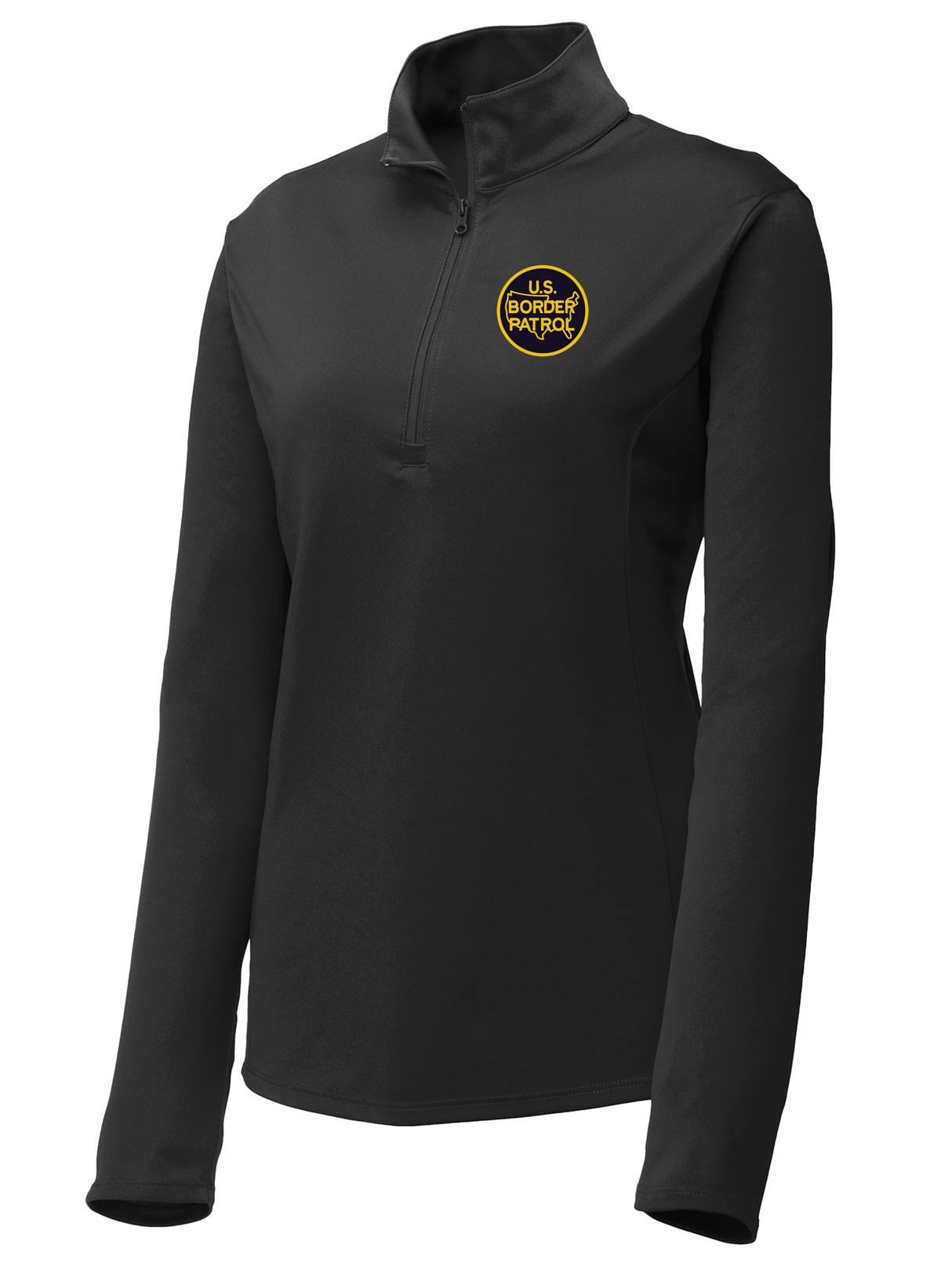 U.S. Customs and Border Patrol (USBP) Women's Lightweight Dri Fit 1/4 Zip  Black government employee uniform shirt