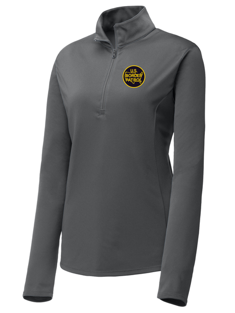 U.S. Customs and Border Patrol (USBP) Women's Lightweight Dri Fit 1/4 Zip  Slate Gray government employee uniform shirt