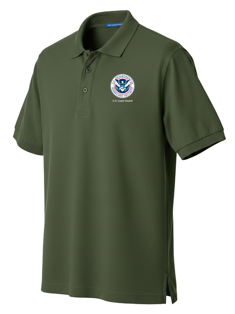 U.S. Coast Guard (USCG) Men's Polo  Drab Green government employee uniform shirt