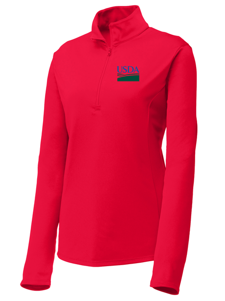 U.S. Department of Agriculture Women's Lightweight Dri Fit 1/4 Zip  Red government employee uniform shirt