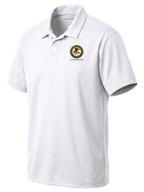 U.S. Marshals Service (USMS) Men's Dri Fit Polo  White government employee uniform shirt