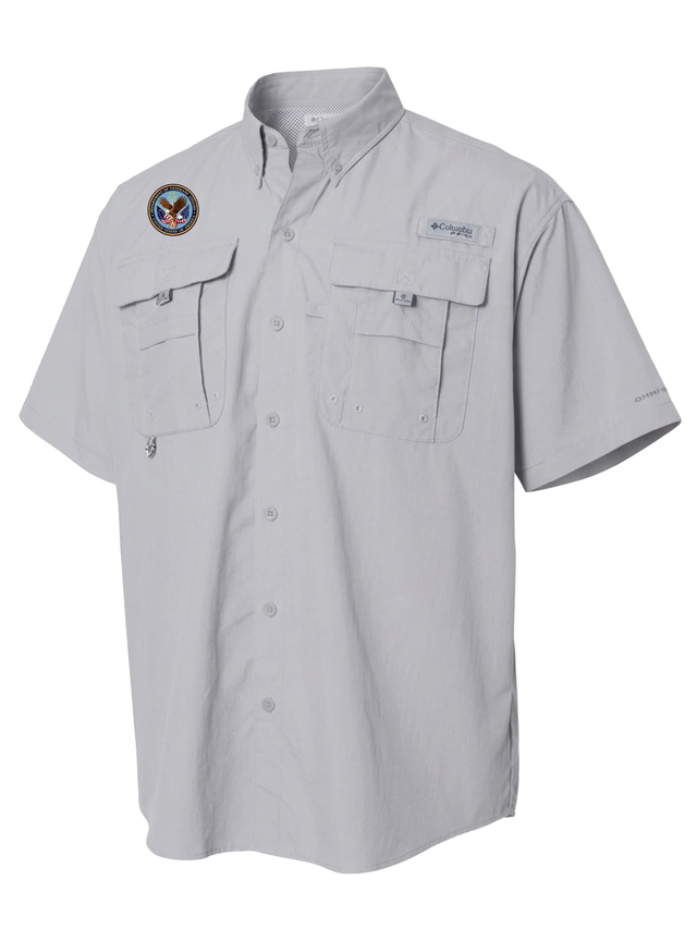 U.S. Department of Veteran Affairs (VA)  Men's Columbia Bahama™ II Button Up Short Sleeve  Cool Grey government employee uniform shirt