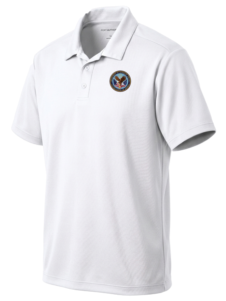 U.S. Department of Veteran Affairs (VA)  Men's Dri Fit Polo  White government employee uniform shirt