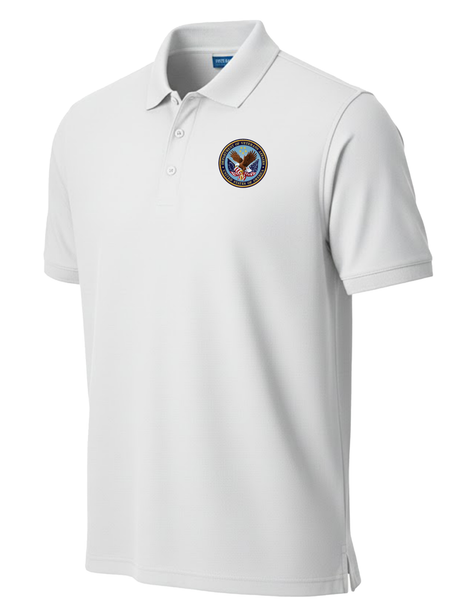 U.S. Department of Veteran Affairs (VA)  Men's Polo  White government employee uniform shirt