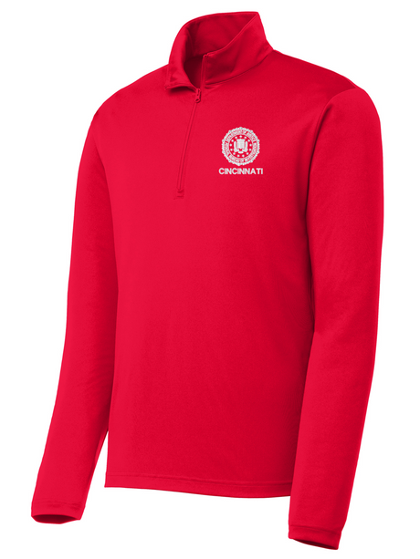 FBI Cincinnati Men's Lightweight Dri Fit 1/4 Zip Red government employee uniform shirt