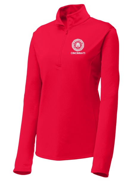 FBI Cincinnati Women's Lightweight Dri Fit 1/4 Zip Red government employee uniform shirt