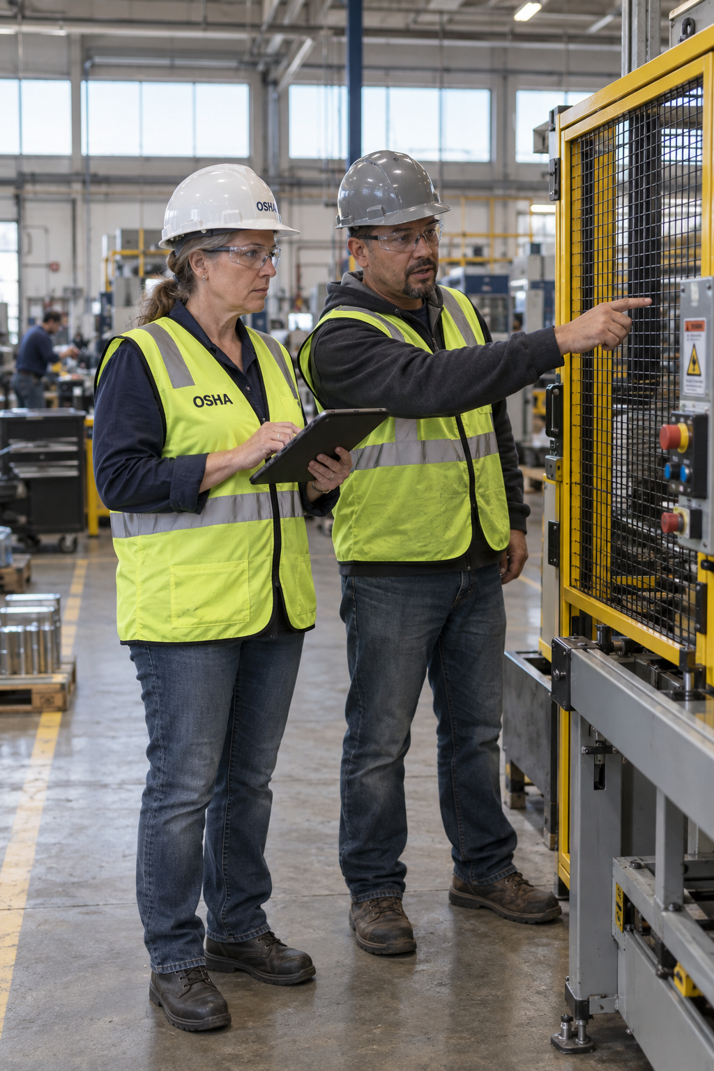 OSHA employees at work — generated illustrative agency card photograph