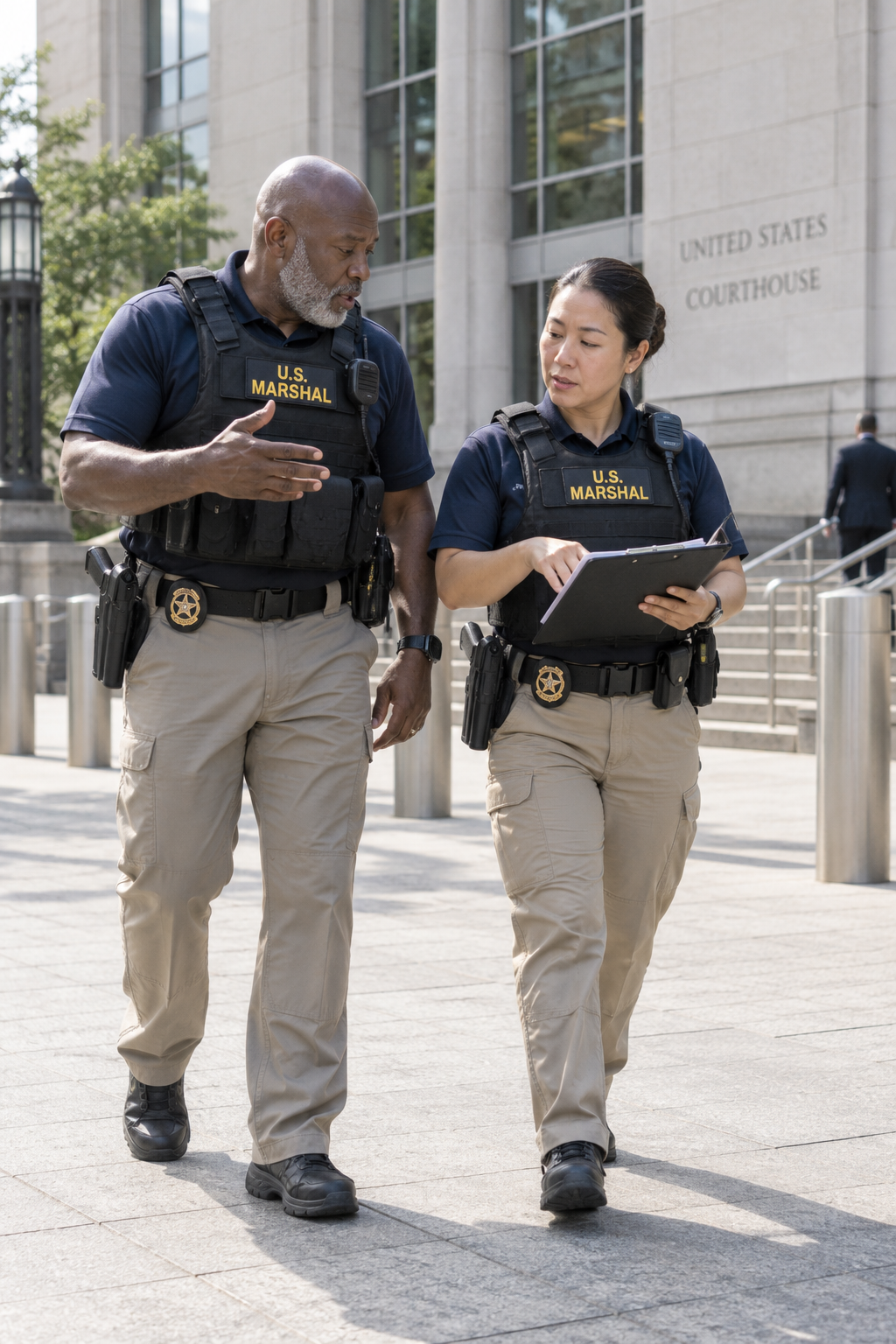 USMS employees at work — generated illustrative agency card photograph