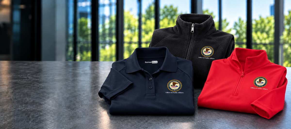 DOJ | Office of Public Affairs apparel and gear assortment