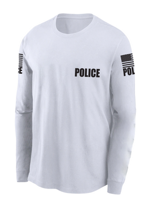 white mens police shirt long sleeve